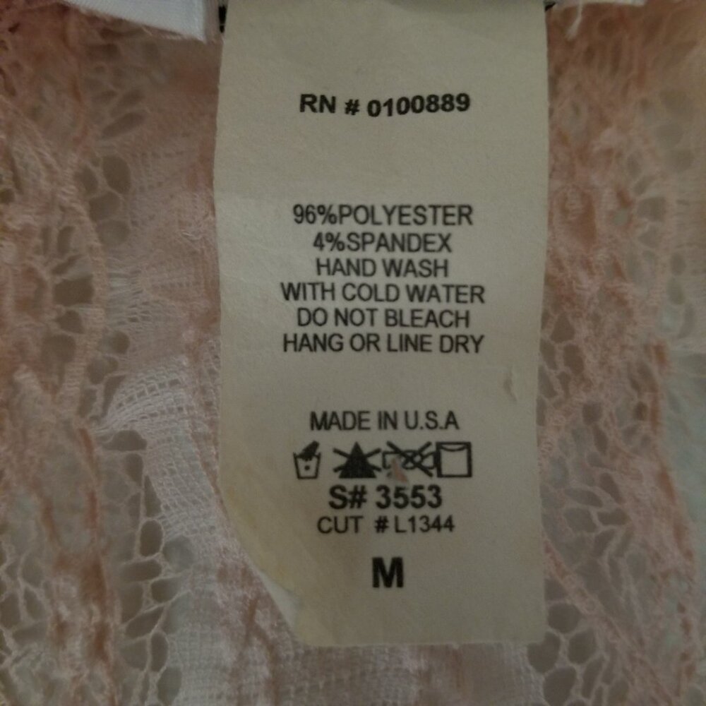 Vtg Keren Hart Women M Peach Lace Knit 3/4 Long Sleeve Lightweight Open Cardigan - Picture 13 of 13